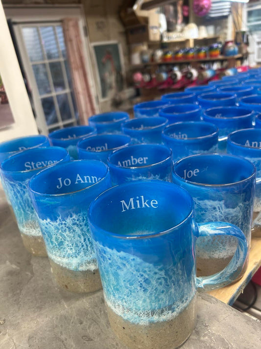 WHOLESALE- Blue Beach Made w/ Real Sand- 18 oz. Coffee Mug