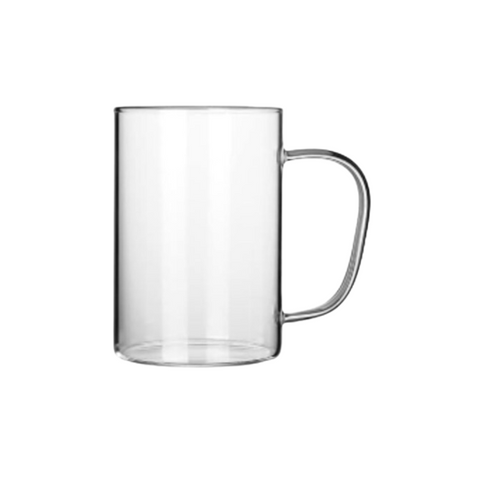 Tall Lightweight Glass Mug w/ large handle, 16 oz.
