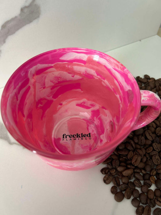 Ready to Ship - 16 oz. Colorful Swirl Coffee Mug -  Pink, Rose Gold & White