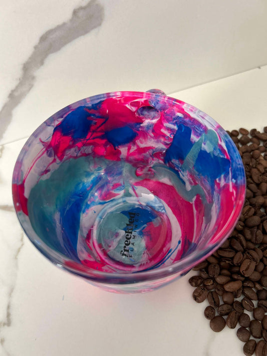 Ready to Ship - 16 oz. Colorful Swirl Coffee Mug -  Hot Pink, Bright Blue, Teal & White