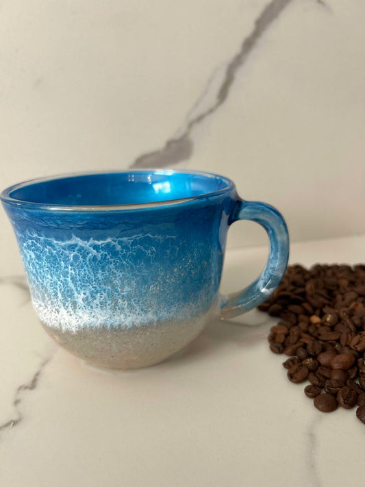 *FLAWED* Ready to Ship - 16 oz. Blue Beach Inspired Coffee mug