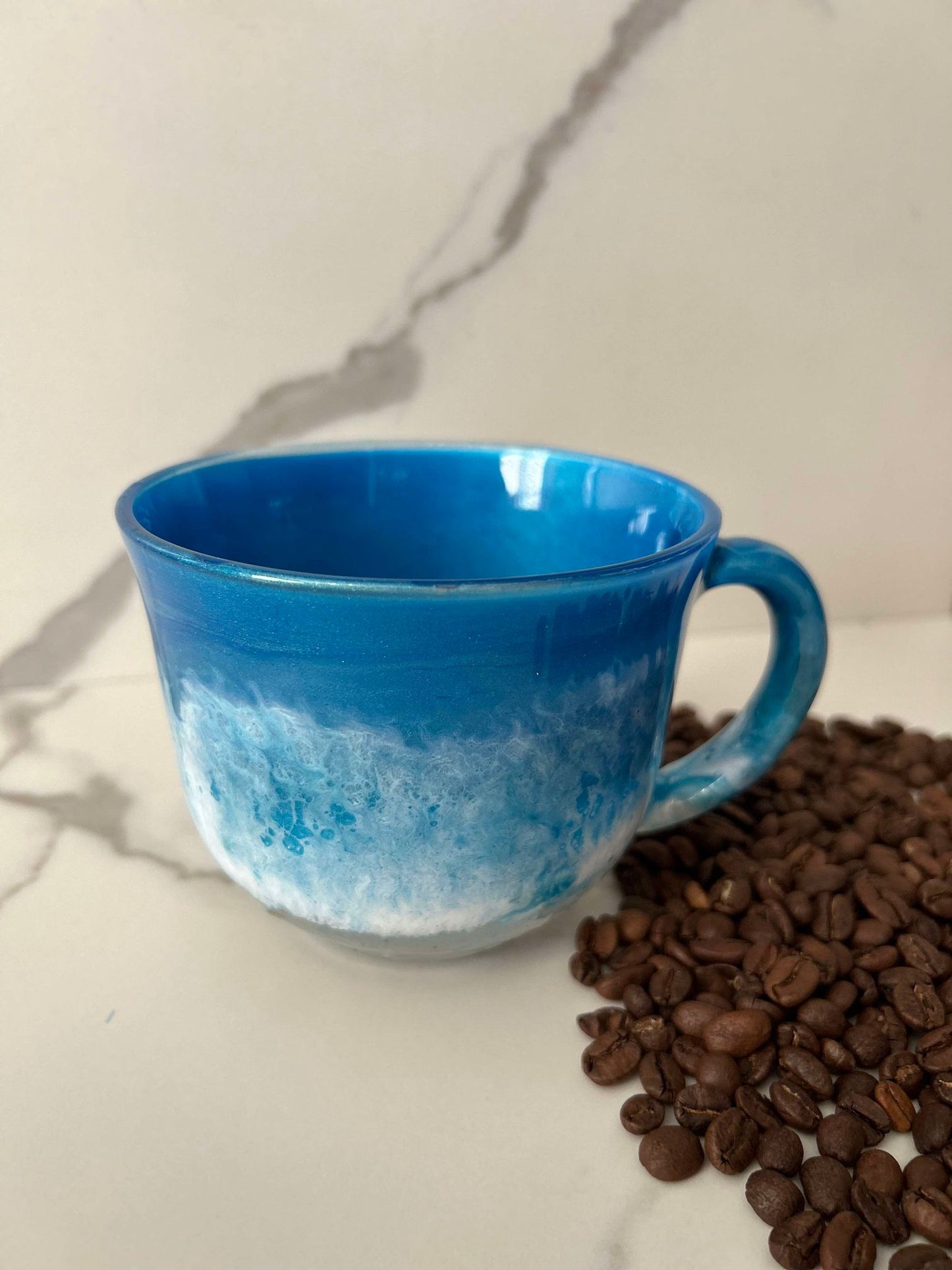 Ready to Ship - 16 oz. Beach Inspired Coffee Mug w/ foamy waves