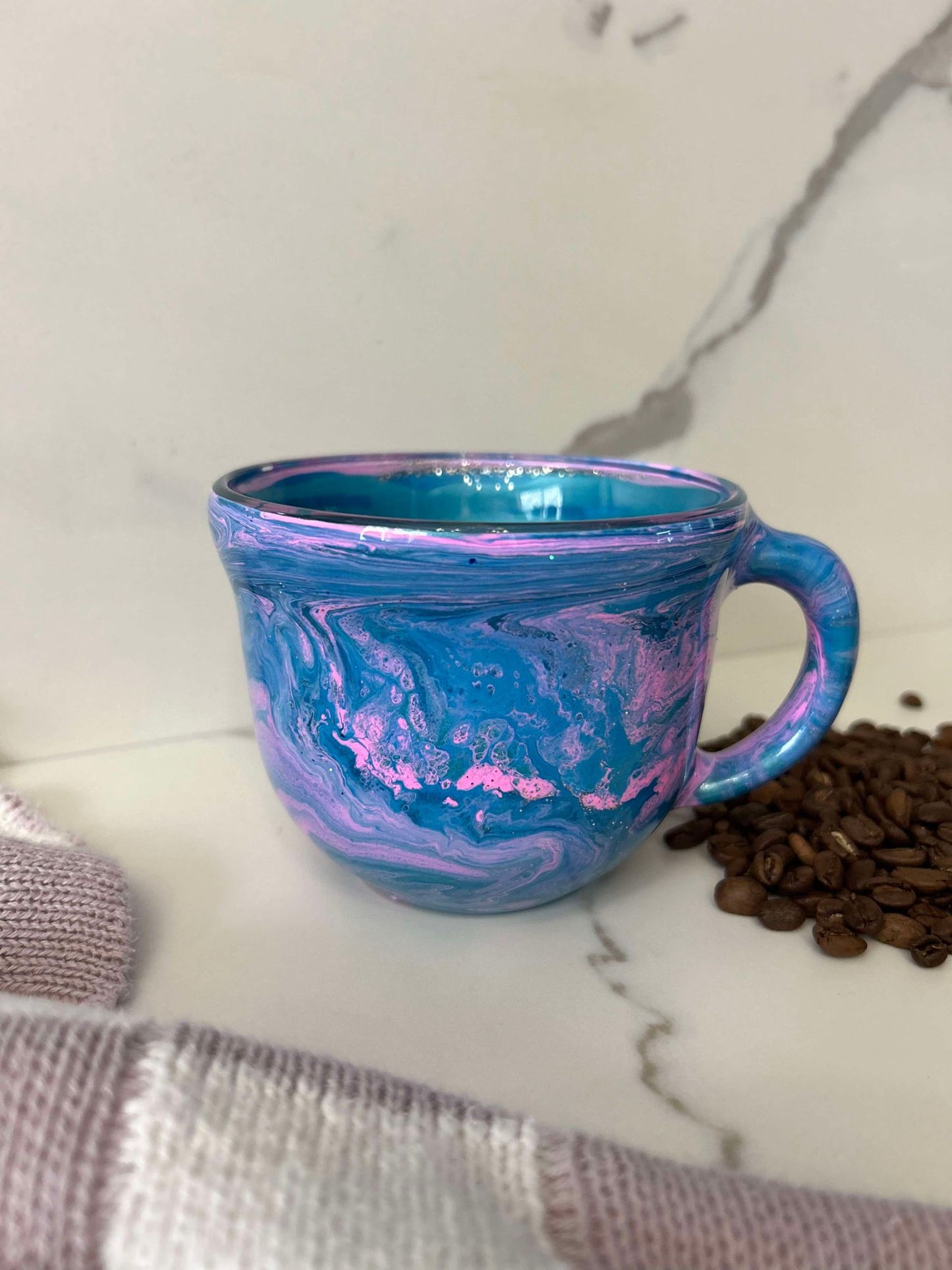 Ready to Ship - 16 oz. Teal & Hot Pink Swirl Glitter