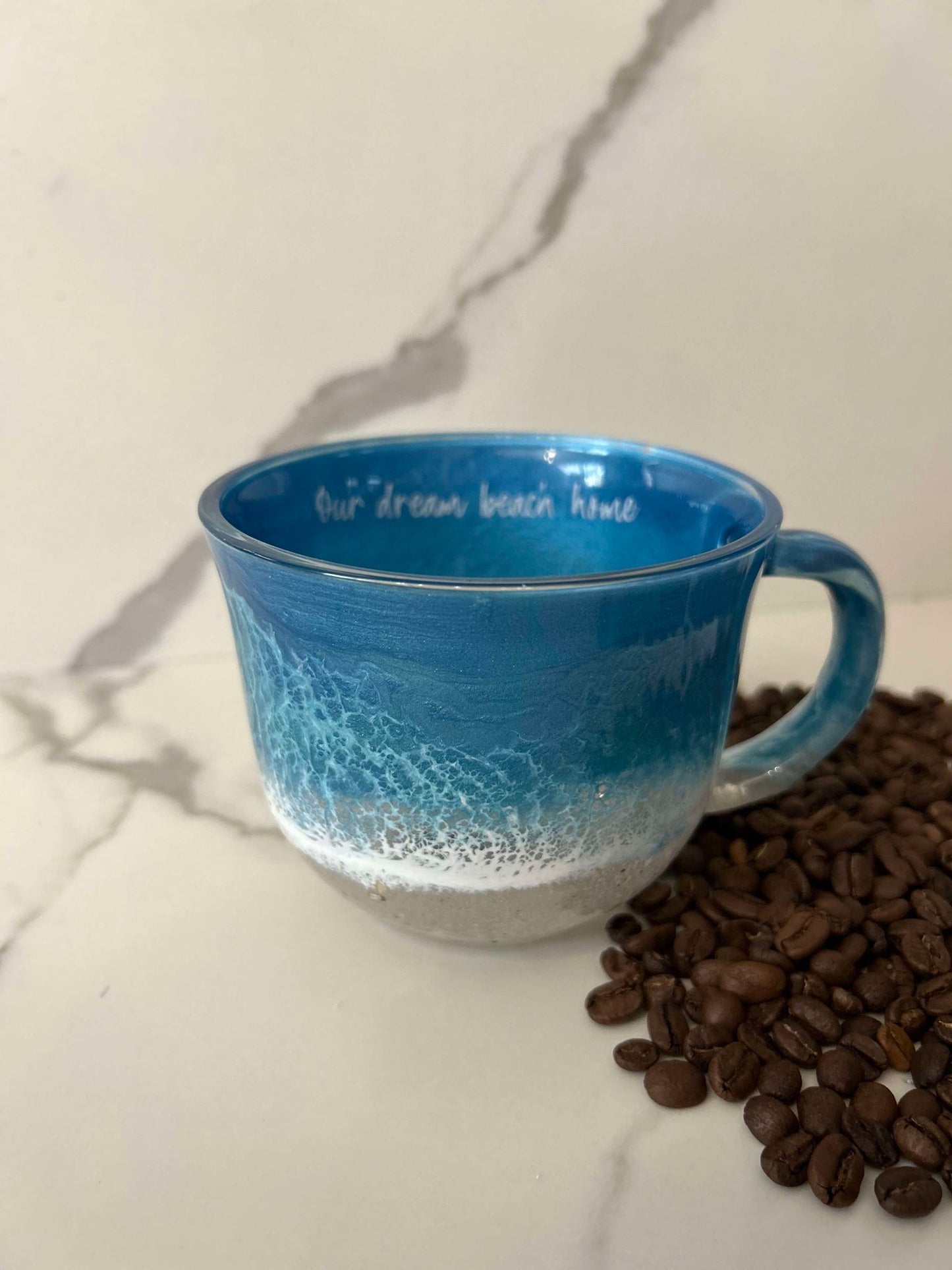 *FLAWED* Ready to Ship - 16 oz. Our Dream Beach House Personalized Beach Inspired mug