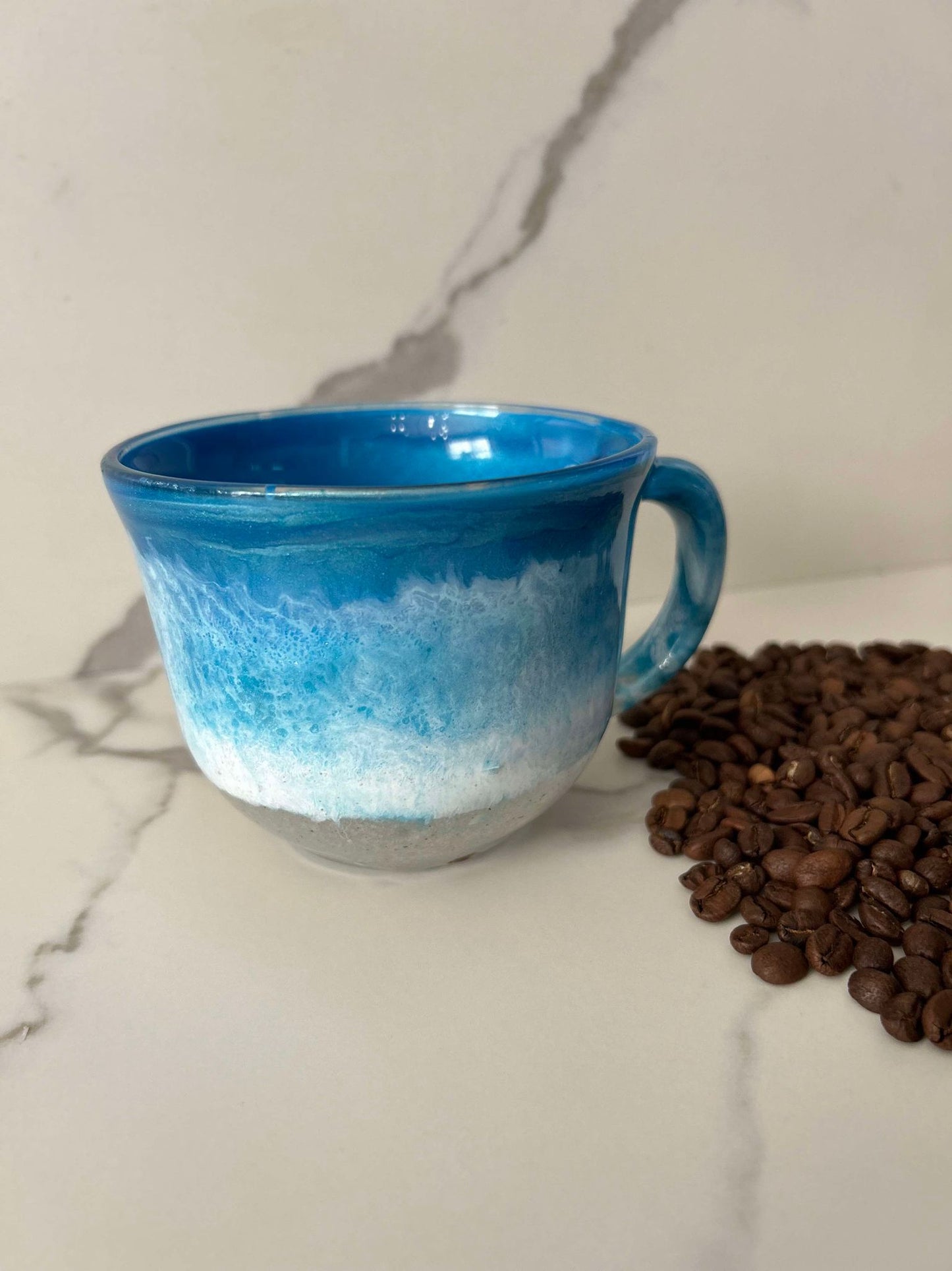 Ready to Ship - 16 oz. Beach Inspired Coffee Mug w/ foamy waves