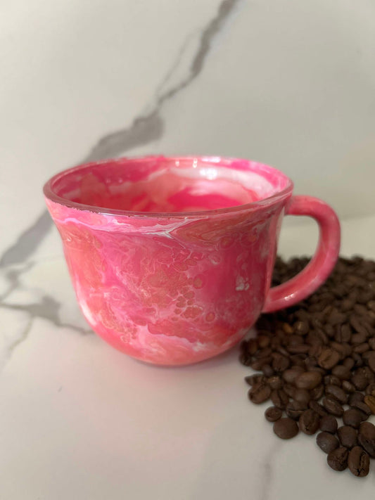 Ready to Ship - 16 oz. Colorful Swirl Coffee Mug -  Pink, White, Bronze