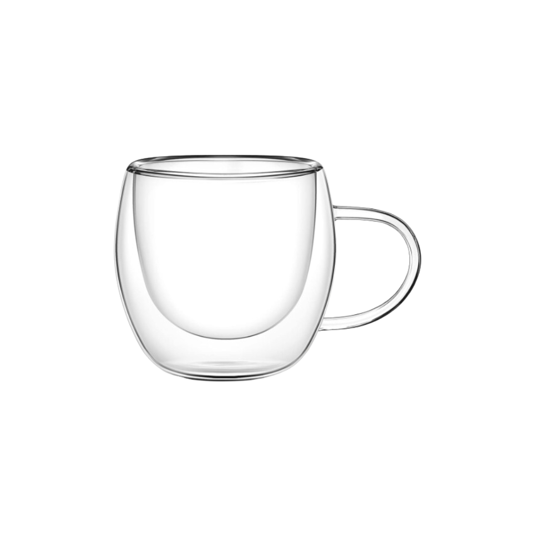 Double Wall Insulated Espresso Glass Coffee Mug, 2.5 oz.