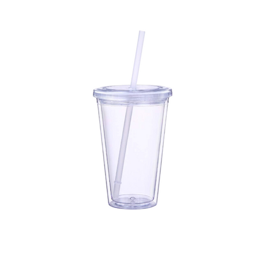 Acrylic Tumbler with lid & straw, 16 oz.